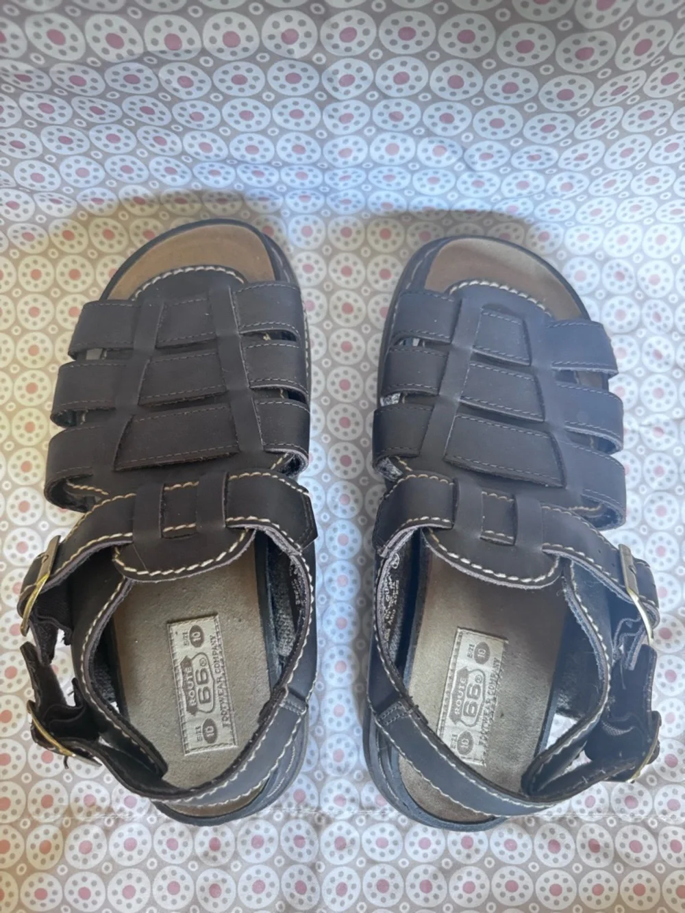 BRAND NEW! Vintage Route 66 Chunky Y2K Brown Leather Sandals - Men’s 10 / W11.5
